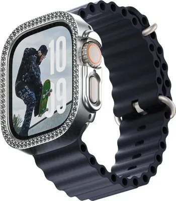 Zdjęcie produktu dla PanzerGlass SAFE. by ® Bling Bumper Silver Apple Watch Ultra 3 | Ultra 2 | Ultra | 49mm, Pokrowiec, Apple, Apple - Watch Ultra 49mm, Apple - Watch Ultra 2 49mm, Apple - Watch Ultra 3 49mm, Srebrny