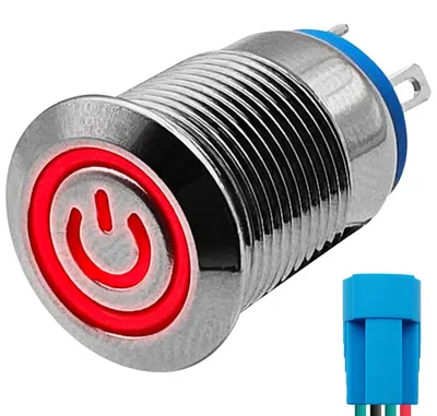 Produktbild von ProRide Metall-Momentanschalter 12 mm 220 V, LED, spritzwassergeschützt