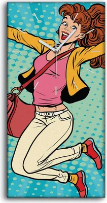 Produktbild von Leinwand Wanduhr Wandkunst Uhr 30x60 Foto groß Pop Kunst Retro Comicbuch - weiße Hände