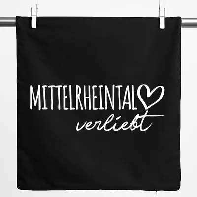 Produktbild von Huuraa Kissenbezug Mittelrheintal verliebt 40x40cm Black Baumwolle Dekokissenbezug Geschenkidee