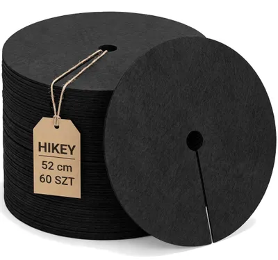 Image de Disque de paillage Ø 52 cm, lot de 60 rondelles géotextile anti-mauvaises herbes 220 g/m², perméables à l'eau et résistantes aux UV