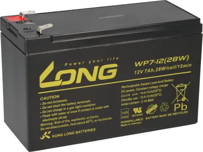 Zdjęcie produktu dla Akumulator kwasowo-ołowiowy Kung Long WP7-12(28W)-M/F2 12V 7Ah AGM