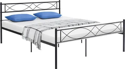 Zdjęcie produktu dla Kondela Metalowe łóżko małżeńskie ze stelażem Stelvia 180x200 cm - czarne