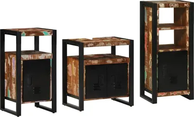 Produktbild von Badezimmermöbel-Set 3 Stk. Mehrfarbig und Schwarz