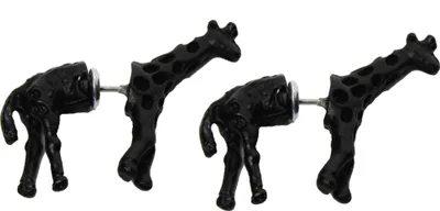 Produktbild von 3D Giraffe Ohrstecker Ohrringe in der Farbe Schwarz