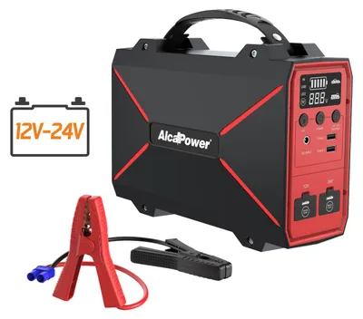 Produktbild von Alcapower Profi-Starthilfe 12-24V 4000A mit 42000mAh Powerbank und LED-Taschenlampe für schwere und leichte Fahrzeuge.