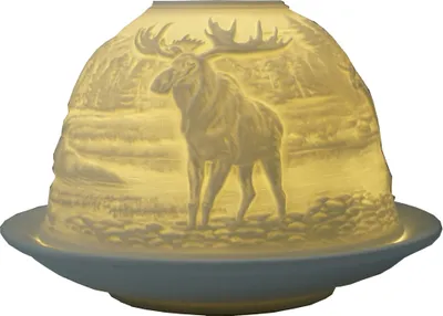 Produktbild von Dome Light Elche Elch Porzellan ca. Ø 12 cm Höhe 8,5 cm Windlicht Teelichthalter Teelicht