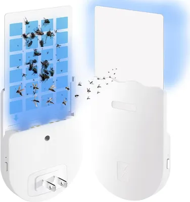 Produktbild von Insektenvernichter Elektrisch, Fliegenfalle Innenbereich Plug in 2 Stück Mückenschutz für den Heimgebrauch mit klebrigen Pad Insektenfänger für Fruchtfliegen, Moskitos, Mücken, Motten, Weiß