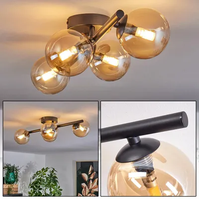 Produktbild von Isorella Deckenlampe aus Metall/Glas in Schwarz/Bernsteinfarben