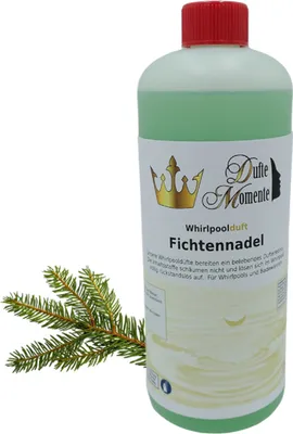 Produktbild von Dufte Momente | Whirlpool Duft 1 Liter Fichtennadel | mit naturreinen und natürlichen ätherischen Ölen | kein Schaum | vegan und ohne Tierversuche