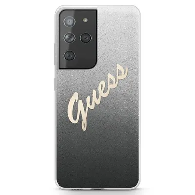 Produktbild von Guess GUHCS21LPCUGLSBK S21 Ultra G998 black/black hardcase Glitter Gradient Script Schutzhülle