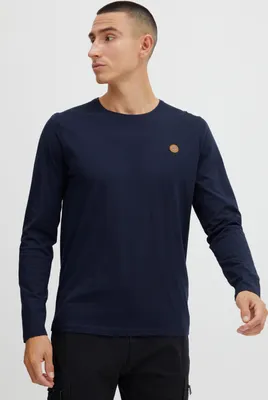 Produktbild von INDICODE IDPhillo Herren Longsleeve Langarmshirt Shirt mit Rundhals Label-Badge 100% Baumwolle Regular fit