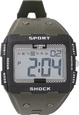 Produktbild von LEANDRO LIDO Sterpeto Uni Sportuhr – digital, 12/24h Format, Stoppuhr, wasserdicht, Beleuchtung, verstellbares Armband, grün | LL-88