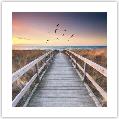 Produktbild von Poster - Poster ohne Rahmen - Eintrag auf der Strand - 40x40 cm - Wand Bild - Wanddeko - Wandbilder - Kunstposter - Wandposter - Bilder - Kunstdruck - Wanddekoration - Wandbild - P2XAC40x40-4647
