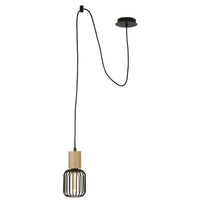 Obrázok produktu pre 1Lt Wood And Black Pendant
