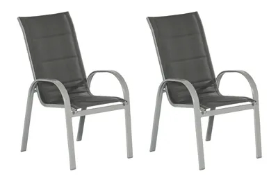 Produktbild von Merxx Gartensessel Amalfi 2er Set, stapelbar, gepolstert, hohe Rückenlehne - Aluminium/Textil