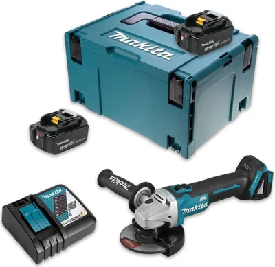 Produktbild von Winkelschleifer Ø 125 mm 18 V Li-Ion - MAKITA - mit 2 Akkus 4 Ah 18 V - Ladegerät - MAKPAC - DGA504RMJ