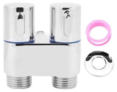 Produktbild von 1 In 2 Out Eckventil G1/2 Außengewinde Doppelsteuerung aus Metall für Badezimmer, WC, Bidet, Balkon, galvanisiert