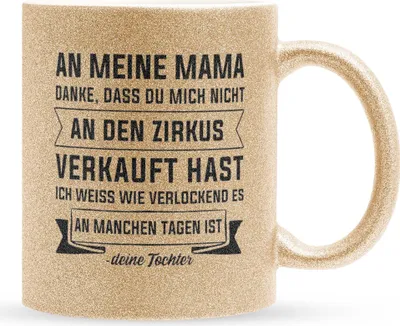 Produktbild von 22Feels Glitzertasse Gold Mama Geschenk von Tochter Muttertag Geburtstag Mutter Weihnachten Frauen Kaffeetasse Haferl Geschenkidee Bürotasse