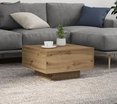 Produktbild von Couchtisch mit LED-Leuchten Artisan Eiche 55x55x31 cm, Couchtische DesignMöbel Neu