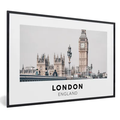 Produktbild von MuchoWow® Gerahmtes Poster London - England - Big Ben 30x20 cm - Poster mit Schwarzem Bilderrahmen Wandposter Rahmen Foto Bilder - Kunstdruck - Bild-Poster