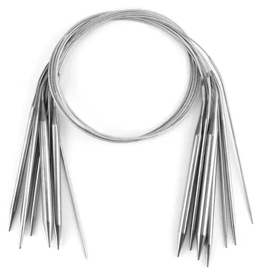 Image de Aiguilles à tricoter circulaires, acier inoxydable, 80 cm de long, 2 mm, 3 mm, 4 mm, 4,5 mm, 5 mm, 6 mm, 7 mm, 8 mm
