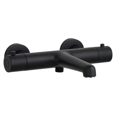 Produktbild von SCHÖNER WOHNEN-Kollektion Wannenthermostat DICU, Mattschwarz, Badewannenarmatur mit Thermostat Verbrühschutz, Mischbatterie für Badewanne