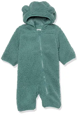 Produktbild von A. Essentials Unisex Baby Baby-Schneeoverall aus Sherpa-Fleece, Dunkles Salbeigr
