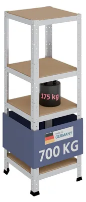 Productafbeelding van Stellingkast - Verzinkt metaal - 115 x 40 x 40 cm - 4 planken - 175 kg per plank - Voor garage en kelder
