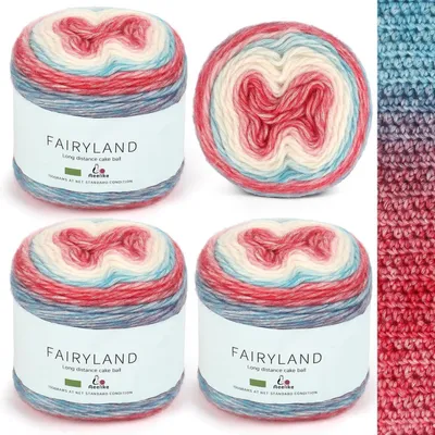 Produktbild von Farbverlaufsgarn zum Häkeln 400g Baumwolle 980m Ombré Rot Blau