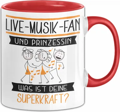 Produktbild von Live-Musik-Fan Und Prinzessin Tasse Geschenk Für Eine Live-Musik-Fan Geburtstag Was Ist Deine Superkraft (Rot)