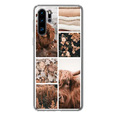 Produktbild von MuchoWow® Handyhülle Schutzhülle Hülle für Huawei P30 Pro Schottischer Highlander - Collage - Blumen Silikon Softcase Handy Hülle - Schutzdeckel