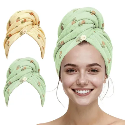 Obrázok produktu pre Mikrovláknové uteráky na vlasy, turban, 2 kusy, žltá a zelená farba, 60x25 cm