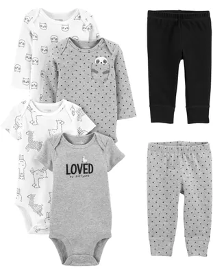Zdjęcie produktu dla Zestaw dla niemowląt unisex Simple Joys firmy Carter's, składający się z 6 elementów, w tym body (krótkie i długie rękawy)