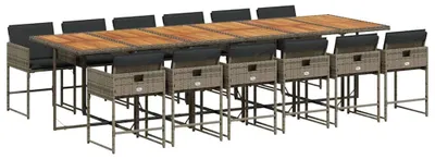 Produktbild von vidaXL 13-tlg. Garten-Essgruppe mit Kissen Grau Poly Rattan