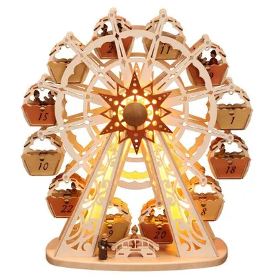 Imagen del producto de Decoración navideña, calendario de adviento, noria, iluminación. Dimensiones: 50 x 45 cm. Producto nuevo
