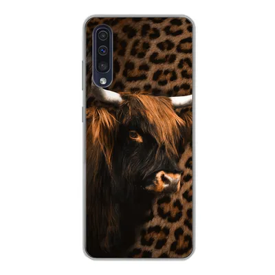 Produktbild von MuchoWow® Handyhülle Schutzhülle Hülle für Samsung Galaxy A30s Schottischer Highlander - Pelz - Pantherdruck Silikon Softcase Handy Hülle - Karteninhaber