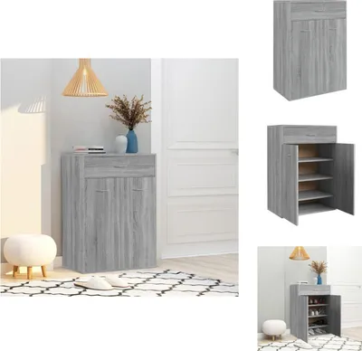 Image de vidaXL Armoire à chaussures Gris Sonoma 60x35x84 cm Bois composite - Étagères et armoires à chaussures