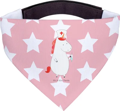 Produktbild von Mr. & Mrs. Panda Hunde Halstuch Einhorn Krankenschwester - Rot Pastell - Geschenk, Schal, Hundehalstuch, Krankenpfleger, Hals Tuch, Für, Krankenhaus, Krankenpflegerin