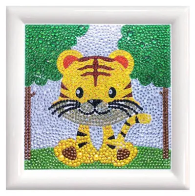 Produktbild von Diamond Painting Set mit Tiger-Motiv und Zubehör für Kinder ab 5 Jahren