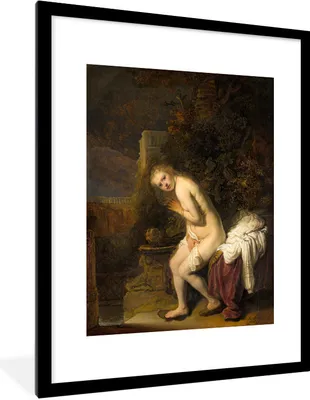 Produktbild von MuchoWow® Gerahmtes Poster Suzanna - Rembrandt van Rijn 60x80 cm - Poster mit Schwarzem Bilderrahmen Wandposter Rahmen Foto Bilder - Wohnzimmer - Dekorationen - Prämie