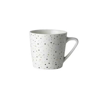 Produktbild von Dutch Rose Loft Schwarz-Weiß-Kaffeetasse, weiß mit Glitzer, 20 cl