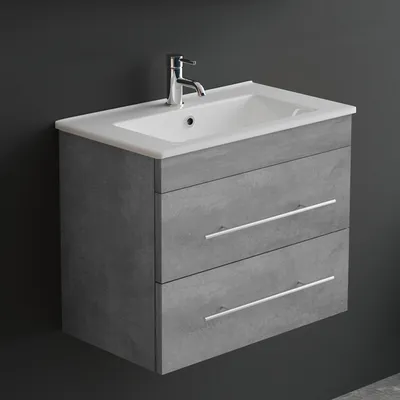 Produktbild von Alpenberger Waschbeckenunterschrank | Badmöbel Set 60 cm | Hängeschrank mit 2 Schubladen | Waschtisch | Keramik Waschbecken | Vormontierter Badschrank | Bad & Gäste WC
