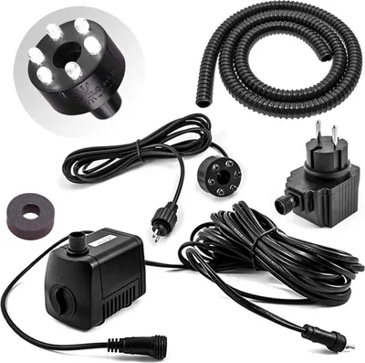 Produktbild von CLGarden Springbrunnenpumpe Set SP1-S mit LED Beleuchtung für Springbrunnen Garten Wasserspiel Zierbrunnen Quellstein Pumpe außen 12V AC 500 l/h