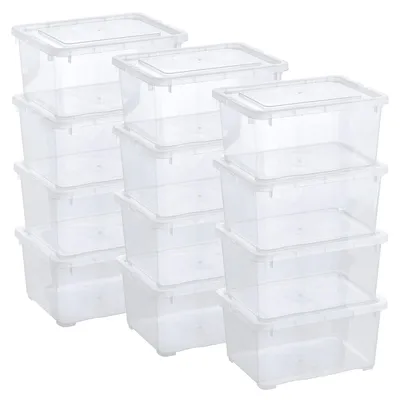 Produktbild von Kleine Aufbewahrungsbox mit Deckel, 1,7 Liter, transparent, 12er-Set, belüftet, stapelbar, ideale Aufbewahrungsboxen