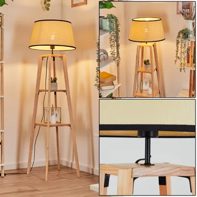 Produktbild von Tamarispa Stehlampe aus Holz/Papiergeflecht in Natur/Beige/Schwarz