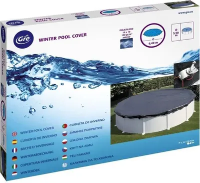 Image de GRE - Bâche d'hiver pour piscine tubulaire hors-sol ronde Ø3,50 m - 120 g/m² - Protège contre les débris et réduit l'évaporation