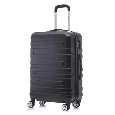 Produktbild von Koffer Trolley Reisekoffer Suitcase, Rollkoffer Handgepäck ,mit 4 Rollen360°, Hartschalenreisekoffer, Zahlenschloss, Weicher Gummigriff(M, Schwarz)