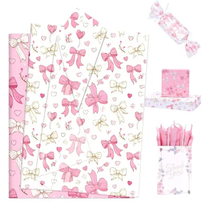 Productafbeelding van Roze Inpakpapier met Bogen voor Cadeaus en Creatieve Projecten
