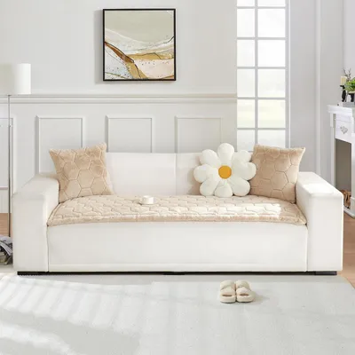 Immagine prodotto di Cuscino per divano in velluto, color beige chiaro, dimensioni 90x160 cm
